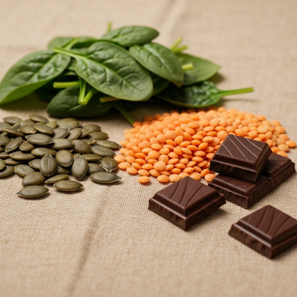Magnesium-rich foods including pumpkin seeds and lentils